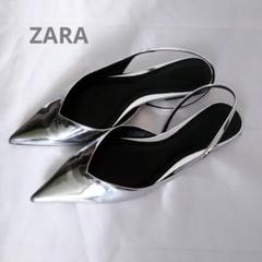 【はっちゃん】ブライダルシューズ　ZARA 37サイズ パンプス 新品未使用 タグ付き ZARA 37サイズ シルバーメッシュパンプス