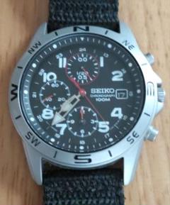 ☕SEIKO クロノグラフ 逆輸入 モデル100M ブラック