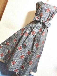 訳あり特価品　変わり菱織柄　大島紬ワンピース　着物リメイク　ロングジレ ۞ 757 着物リメイク 大島紬 試作品 ロングワンピース - メルカリ