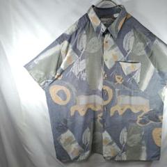 【美品　海外古着】HORIZON　レーヨンシャツ　総柄　ビックシルエット
