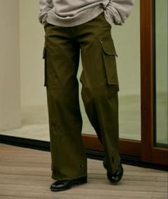 soerte ワイドストレートテックカーゴパンツ　サイズ１　BLACK Wide straight tech cargo pants (Washer nylon)/ワイド