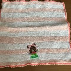 クマ刺繍ストライプタオル