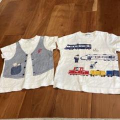 familiar 動物と電車プリント Tシャツ 90cm