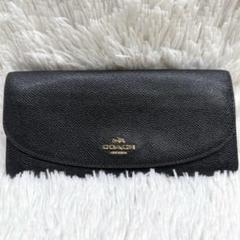 【美品】COACH コーチ 長財布 財布 シグネチャー ブラック レザー ロング