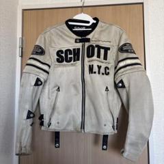 Schott メッシュバイクジャケット ベージュ・黒　42 Schott N.Y.C バイクウェア ライダースジャケット メンズ