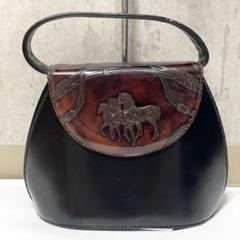 FANCO RINO ハンドバッグ フォーマル 馬柄 レトロ ヴィンテージ 黒