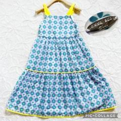 22SS ANNA SUI mini ギンガムフラワーワンピース　140 青　紫