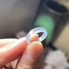 本翡翠、高品質氷藍水蓮花手編み指輪　〜12 L12-167 極品 ピンキーリング 高氷種 7.5号 天然グアテマラ産 A