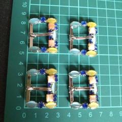昭和レトロ調　ビジュー　ピン付き　バックル　4個　マルチカラー✨ハンドメイド