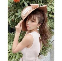 リボンが目を惹くワイヤー入りハット 麦わら帽子 リボン付き