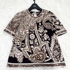 レオナール 大きいサイズ カットソー 花柄 ペイズリー トリム LL