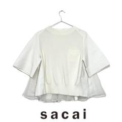 美品 sacai サカイシフォンツイルバックプリーツニットプル