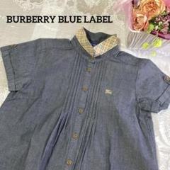BURBERRY BLUE LABEL チェック　刺繍　パフスリーブ　ブラウス BURBERRY BLUE LABEL チェック 刺繍 パフスリーブ ブラウス