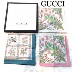 GUCCI グッチ 日本限定 フローラル ポケットチーフ ハンカチ 3枚 GUCCI グッチ 日本限定 フローラル ポケットチーフ ハンカチ 3枚