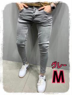 デニム　M グレー　スキニー　ボトムス　ストレッチ　パンツ