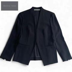 美品　Theory luxe ネイビー フリンジ ノーカラー　ジャケット 紺 美品】theory luxe セオリーリュクス ノーカラージャケット 紺
