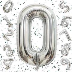 数字バルーン 0️⃣(ゼロ)シルバー アルミ風船 誕生日 お祝い 記念日 飾り付け