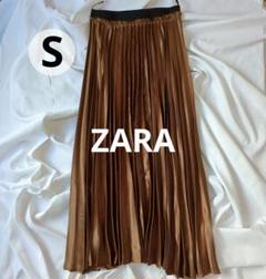 ☆ドイツ発*ZARA*新作*プリーツサテンスカート/DARK BROWN☆ サテン プリーツ ミディスカート - ダークブラウン | ZARA Japan