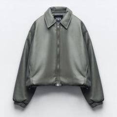 ZARAフェイクレザーボンバージャケット　ウォーターグリーン m70660938384_1.jpg?1736317689