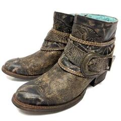 ★美品★CORRAL EMBOSSED★ストラップショートブーツ★8M★