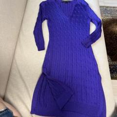 お値下げRalph Lauren 紫色 Vネック ワンピース サイズS