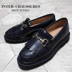新品 INTER-CHAUSSURES ローファー エナメルと蛇革コンビ 37