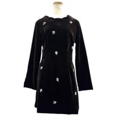 美品　ANEWSTA　Shein　ベロア　ビジュー　ワンピース　Sダークブラウン