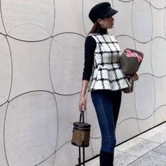 シェリエ　sheller チェック　ペプラム　チュニック シェリエ sheller チェック ペプラム チュニック - メルカリ