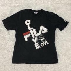 希少▲FILA フィラ▲スポーツウェア 半袖Tシャツ ブラックM コットン ロゴ