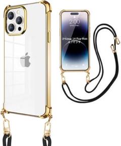 ⭐️iphone 14 pro max ケース クリア ショルダ ゴールド 高級感
