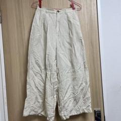 アイボリー リネン ワイドパンツ キュロット