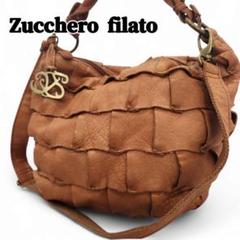 Zucchero filato 2way カウレザー　チャーム　ブラウン　大容量