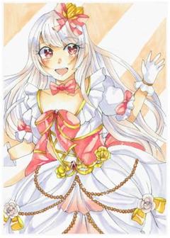 手描きイラスト 069】オリジナル原画色紙 コピック 「ガールズ