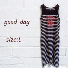 ★used★good day グッデイ　ボーダーワンピース　ロングワンピース　Lのサムネイル