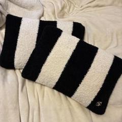 Kashwere クッションカバー 黒と白 CUSHION COVER / BORDER(クッション付き black /creme): HOME