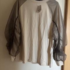 アイボリー シースルーフリル袖 Tシャツ F