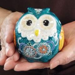 九谷焼 フクロウの置物 陶三九谷落款 高さ17cm 伝統工芸 縁起物　中古美品 Amazon.co.jp: 和座の蔵 おしゃれフクロウ 置物 九谷焼 ふくろう