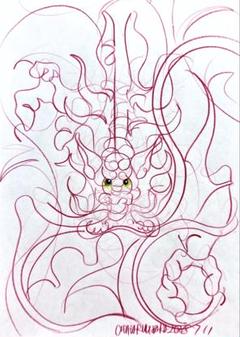 木原千春 ドローイング A4サイズ 手描き作品 蛙 木原千春 ドローイング 手描き作品 蛙 絵画