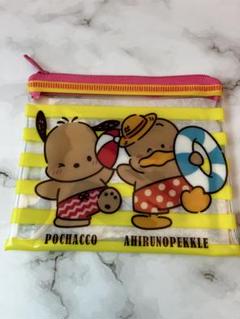スシロー　はぴだんぶい　ポーチ☆ポチャッコ、ペックル　ぷちローセット