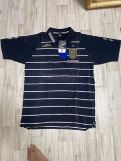 【希少デザイン】アンブロxイングランド代表 ボーダーポロシャツ 2XL 00's】 アンブロ L イングランド代表 サッカーポロシャツ 半袖