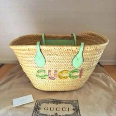 【新品】GUCCI かごバッグ ストロー/ミントグリーン 夏限定品