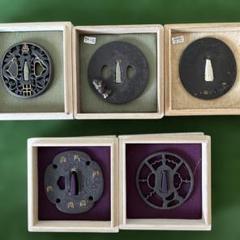 【鍔 (つば) 桐箱付き 】刀装具 武具 骨董 時代物 刀部品 装飾品 セット 鍔 (つば) 桐箱付き 】刀装具 武具 骨董 時代物 刀部品 装飾品
