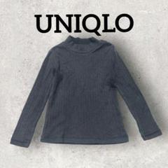 UNIQLO キッズ リブフリルハイネック 長袖カットソー (110) ブラック