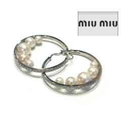 ジャンク品muumuu ミュウミュウ クリスタル片耳破損両耳送付 ミュウミュウ Miu Miu ミュウミュウ MIU MIU PIERCED EARRINGS
