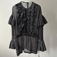 DRIES VAN NOTEN ドリスヴァンノッテン 20SS ゼブラギャザーシアーブラウス 201-10795-9001-900 ブラック×ホワイト S ITK0ZPT1GIVY imgrc0104313204.jpg
