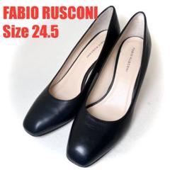 ☆美品☆ FABIO RUSCONI ラウンドトゥ レザー パンプス ブラック