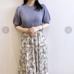 index ニットドッキングフラワーワンピース　ブルー