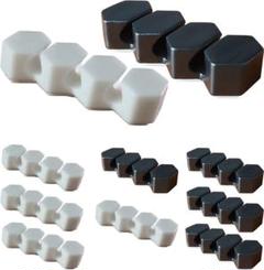粘着テープ式ケーブルクリップ コードクリップ 配線止め (ひし形 8個(黒白))