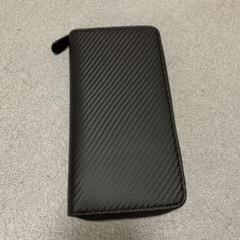 長財布 黒 ブラック 本牛革 格子柄 カーボンレザー メンズ 新品