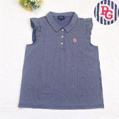 美品 PEARLY GATES ストライプ ニコちゃん フリルブラウス ロゴ M